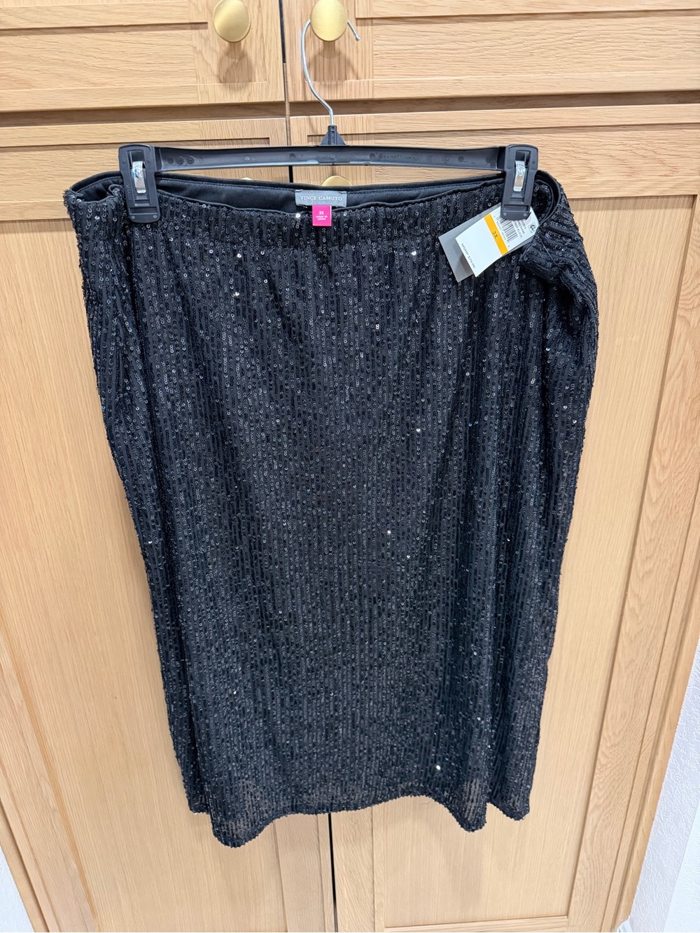 Vince Camuto Black Sequin Midi Skirt
